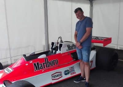 Mark relaxing enjoying one of his hobbies, checking out the old cars at The Goodwood Festival of Speed, Goodwood House, Chichester, West Sussex.